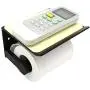 lofekea Toilet Paper Holder, Wall Mount Matte Bathroom Toilet Tissue Holder Black Aluminum Toilet Roll Holder with Mobile Phone Storage Shelf and Anti-Slip Mat lofekea Toilet Paper Holder, Wall Mount Matte Bathroom Toilet Tissue Holder Black Aluminum Toilet Roll Holder with Mobile Phone Storage Shelf and Anti-Slip Mat