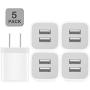 Power-7 USB Wall Charger, 5-Pack 2.1A/5V Dual Port USB Cube Power Adapter Charger Plug Charging Block Compatible with iPhone 11/Xs Max/XR/X/8/8 Plus/7/6S/6 Plus, Samsung, LG, Moto, Android Cell Phones