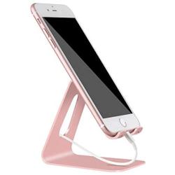 Cell Phone Holder for Desk, YOSHINE Cell Phone Stand Solid Phone Dock Cradle Compatible with iPhone 12 11 XR XS Max 8 X 7 6 6s Plus 5 4 SE, Kindle, Accessories Desk, All Smartphones - Rose Gold