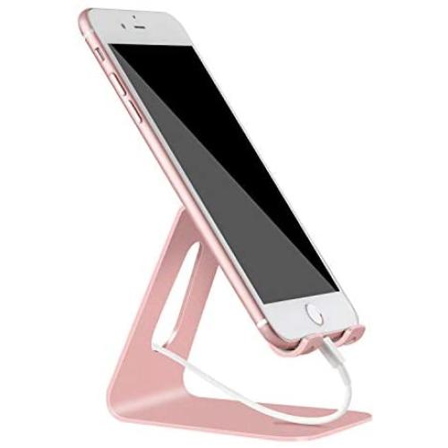 Cell Phone Holder for Desk, YOSHINE Cell Phone Stand Solid Phone Dock Cradle Compatible with iPhone 12 11 XR XS Max 8 X 7 6 6s Plus 5 4 SE, Kindle, Accessories Desk, All Smartphones - Rose Gold