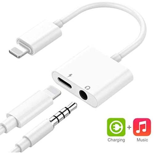 Headphone Jack Adapter Dongle for iPhone Xs/Xs Max/XR/ 8/8 Plus/X (10) /11/11 pro/7/7 Plus Adapter to 3.5mm Splitter Converter Compatible Charger and Listen to Music Aux Adapter Audio + Charge Adaptor