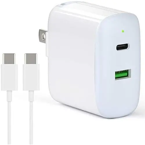 USB C Fast Charger, 30W 2 Port Charger with 18W USB-C Power Adapter for 2020/2018 iPad Pro 12.9 11, Pixel 2 3 4 XL 2XL 3XL 4XL Galaxy S9 S8, Foldable PD 3.0 Wall Charger with 6.6ft USB C to C Cable