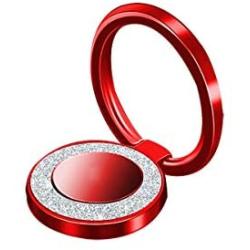 Glitter Bling Bling Phone Ring Holder,Sparkle Phone Ring Kickstand, Cell Phone Finger Ring Grip for Almost All Phones,Pad(Red)