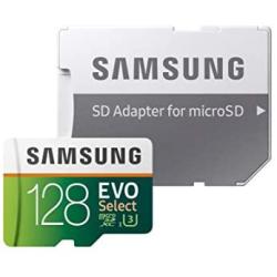 Samsung EVO Select 128GB microSDXC UHS-I U3 100MB/s Full HD & 4K UHD Memory Card with Adapter (MB-ME128HA)