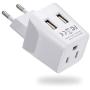 Europe Travel Adapter, Ceptics Ultra Compact Dual USB Power Plug - for European Type C - 3 Inputs - iPhone, Laptop, Galaxy, Cell Phones, Camera Chargers, iWatch & More - CTU-9C