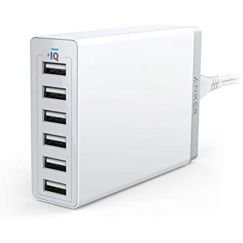 Anker 60W 6-Port USB Wall Charger, PowerPort 6 for iPhone XS / XS Max / XR / X / 8 / 7 / 6 / Plus, iPad Pro / Air 2 / mini/ iPod, Galaxy S7 / S6 / Edge / Plus, Note 5 / 4, LG, Nexus, HTC and More