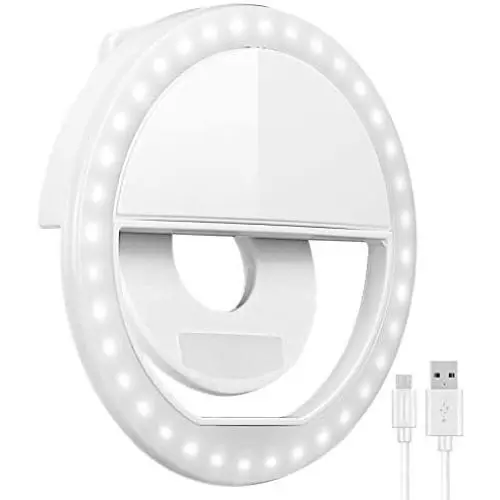 Selfie Ring Light, Oternal Selfie Light Rechargeable Portable Clip-on Selfie Fill Ring Light for iPhone Android Smart Phone Photography, Camera Video, Girl Makes up (White A) Selfie Ring Light, Oternal Selfie Light Rechargeable Portable Clip-on Selfie Fill Ring Light for iPhone Android Smart Phone Photography, Camera Video, Girl Makes up (White A)