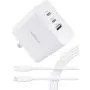 USB C Charger [GaN Tech], Cafele 65W 3-Port PD Wall Charger Adapter Foldable with 6.6ft USB C Cable for MacBook Pro iPad Pro, iPhone 11 Pro Max/XR/Xs/Max/X, Pixel, Galaxy S10/S9/S9+