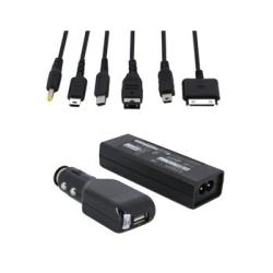11-in-1 Car Charger and AC Adapter with USB Connection Port for iPhone 3G/DSi/DSLite/PSP/Mobile Phone/MP3/MP4 (Black)