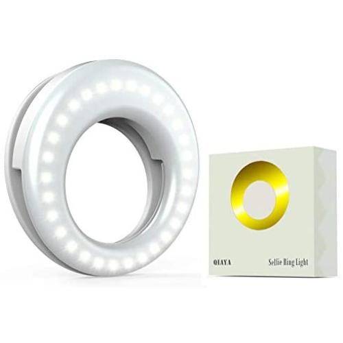 QIAYA Selfie Light Ring Lights LED Circle Light Cell Phone Laptop Camera Photography Video Lighting Clip On Rechargeable