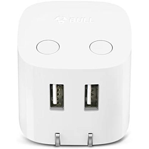 USB Wall Charger, Auto Shut Off Cell Phone Wall Charger with Foldable Plug 12W 2.4A BULL Ultra Compact Dual Port Travel Power Adapter for iPhone Xs/Max/XR/X/876/Plus, iPad,Samsung S4/S5 and More