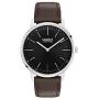 Hugo Mens #Exist - Ultra Slim Quartz Stainless Steel and Leather Strap Casual Watch, Black, 1520014