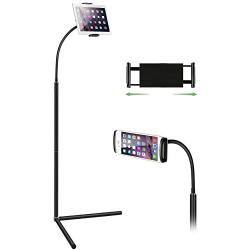 Tablet Floor Stand, Gooseneck Long Arm Cell Phone Holder Mount for 7-13inch Tablet iPad, Including ipad Pro/Mini/Air, Samsung Galaxy Tab,Kindle Black