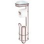 mDesign Freestanding Metal Wire Toilet Paper Roll Holder Stand and Dispenser with Storage Shelf for Cell, Mobile Phone - Bathroom Storage Organization - Holds 3 Mega Rolls - Venetian Bronze