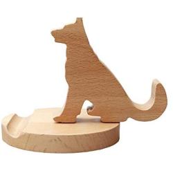 Cell Phone Desk Stand Holder, MHKBD Cute Dog Phone Stand Wooden Cellphone Holder with Anti-Slip Base Phone Cradle Fits All Smart Phones, Desk Decoration