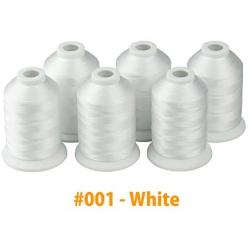 Simthread 6 Polyester White Machine Embroidery Threads 1000M(1100Yards) for Brother, Babylock, Janome, Pfaff, Singer, Bernina and Other Home Machines (White)