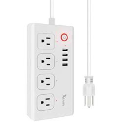 Xenon Smart Power Strip, WiFi Surge Protector,Works with Alexa/Google Home，4AC and 4USB, Remote Control via Smart Phone, Individual Control, Timing Schedule, No Hub Required, White