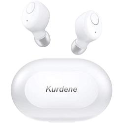 Kurdene Small Wireless Earbuds,Bluetooth Earbuds with Charging Case Bass Sounds IPX8 Waterproof Sports Headphones with Mic Touch Control 24H Playtime for iPhone/Samsung/Android -White