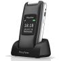 Easyfone A1 3G Unlocked Senior Flip Cell Phone, Big Button Hearing Aids Compatible Easy-to-Use Flip Mobile Phone with Charging Dock(Black)