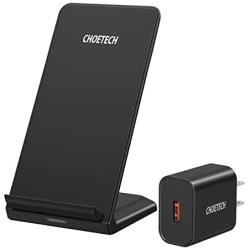 CHOETECH Wireless Charger, Qi-Certified 10W Max Fast Wireless Charging Stand (with AC Adapter) Compatible iPhone SE2020/11/11 Pro Max/XS Max/XR/XS/X/8 Plus, Galaxy Note 10/S20/S20+/S10/S10 Plus/S10E