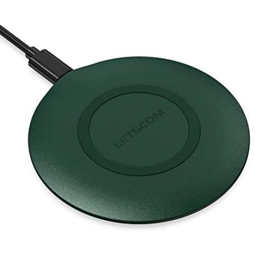 LETSCOM Ultra Slim Wireless Charger,Qi-Certified 15W Max Fast Wireless Charging Pad,Compatible with iPhone 11/11 Pro Max/XS Max/XR/XS/X/8/8+,Galaxy Note 10/Note 10+/S10/S10+/S10E (No AC Adapter)