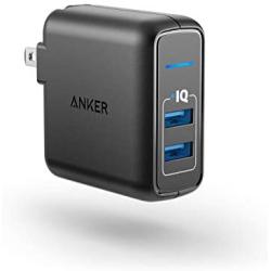 USB Charger, Anker Elite Dual Port 24W Wall Charger, PowerPort 2 with PowerIQ and Foldable Plug, for iPhone 11/Xs/XS Max/XR/X/8/7/6/Plus, iPad Pro/Air 2/Mini 3/Mini 4, Samsung S4/S5, and More