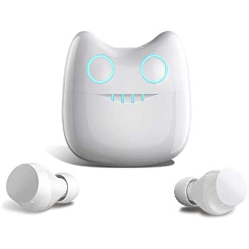 Wireless Earbuds Bluetooth 5.0 Headphones,Bluetooth Earphones for iPhone/Android with Charging Case 30H Playtime/Dual Mics,Waterproof Mini Cute Wireless Earbuds for Kids Adult Sport Running-White