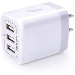 USB Charger Cube, Wall Charger Plug, Ailkin 3.1A 3-Muti Port USB Adapter Power Plug Charging Station Box Base Replacement for iPhone 11 Pro Max/X/8/7, iPad, Samsung Phones and More USB Charging Block