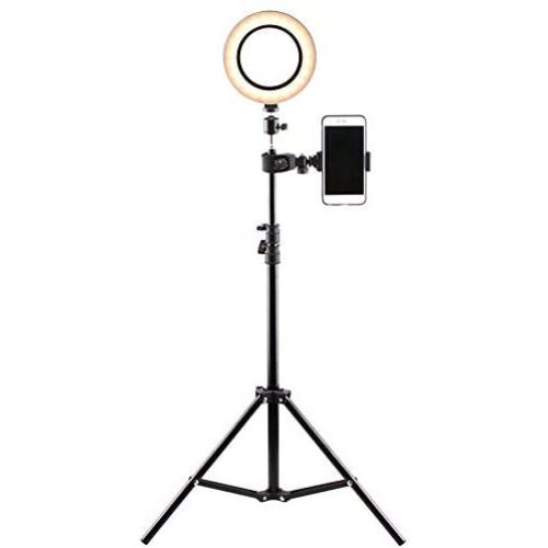 ALEXTREME LED Selfie Ring Light Lamp Cell Phone Holder for Live Stream Makeup Mini Video Dimmable Camera Ringlight for Studio Stand Photography 16cm (Tripod NOT Included)