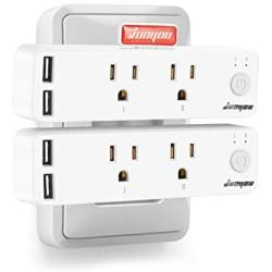 JUOYOU 2PCS Smart Plug with USB Fast Charging Ports,Works with Alexa Google Home Tuya,Voice & App Remote Control, Schedule and Timer Function,Mini WiFi Outlet Wireless Plug 16A Max