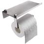 MANtool Toilet Paper Holder with Phone Shelf, Stainless Steel Polished Chrome Tissue Roll Dispenser, Wall Mounted Tissue Paper Holder for Bathroom (Silver)