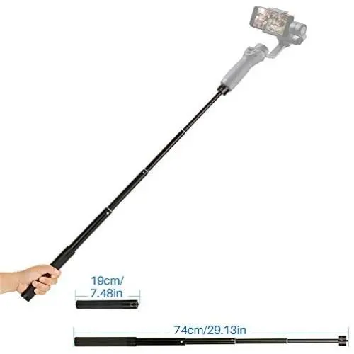 Handheld Adjustable Extension Rod for Gimbal – 29’’ Selfie Retractable Stick Compatible with DJI Osmo Mobile 2 DJI Osmo 3 /Feiyu/Zhiyun Smooth Q & 4 with 1/4" Thread Handhled Pole Handheld Adjustable Extension Rod for Gimbal – 29’’ Selfie Retractable Stick Compatible with DJI Osmo Mobile 2 DJI Osmo 3 /Feiyu/Zhiyun Smooth Q & 4 with 1/4" Thread Handhled Pole
