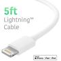 USB Wall Charger iPhone Adapter by TalkWorks | 12W/2.4A | Includes 5ft Lightning Cable Apple MFI Certified For iPhone 11, 11 Pro/Max, XS/Max, XR, X, 8, 7, 6, SE, 5, iPad, iPod, AirPods, Watch - White