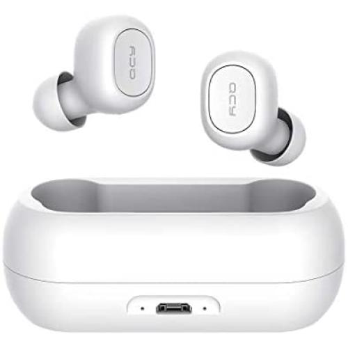 QCY T1 T1C True Wireless Earbuds with Uncapped Charging Case, TWS 5.0 Bluetooth Headphones, Compatible for iPhone, Android and Other Leading Smartphones, White