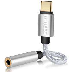 GLUBEE USB C to 3.5MM Headphone Jack Adapter, USB Type-C to 3.5MM Adapter Braided Nylon Cable DAC Adapter Compatible with Most USB-C Smart Phones