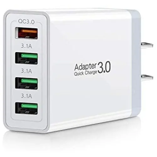 Fast Charge QC 3.0, Portable USB Wall Charger, iSeekerKit 4Ports USB Wall Charger Adapter [QC3.0+3.1A] Compatible with Wireless Charger, Samsung Galaxy S9 S8/Note 8 9, iPhone, iPad,LG, HTC 10 and More