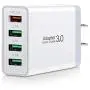 Fast Charge QC 3.0, Portable USB Wall Charger, iSeekerKit 4Ports USB Wall Charger Adapter [QC3.0+3.1A] Compatible with Wireless Charger, Samsung Galaxy S9 S8/Note 8 9, iPhone, iPad,LG, HTC 10 and More