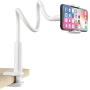 Gooseneck Cell Phone Holder, Universal 360 Flexible Phone Stand Lazy Bracket Mount Long Arms Clamp for Phone 11 Pro Xs Max XR X 8 7 6 6s Plus and Other 3.5~6.5 Device (White)