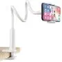 Gooseneck Cell Phone Holder, Universal 360 Flexible Phone Stand Lazy Bracket Mount Long Arms Clamp for Phone 11 Pro Xs Max XR X 8 7 6 6s Plus and Other 3.5~6.5 Device (White)