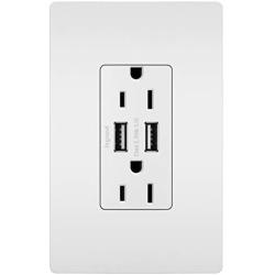 Legrand - Pass & Seymour TM826USBWPWCCV4 Legrand radiant Decorator Outlet with 3.1 Amp USB Charger, Comes with Wall Plate, White