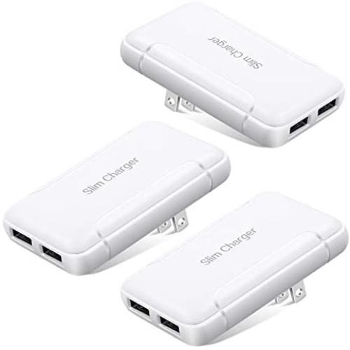 USB Charger Plug, Excgood Ultra Compact USB Wall Charger Foldable Wall Plug Compatible with Home Camera, iPhone 11 Pro Max/Xr/Xs/X, Galaxy S10/9/8, Pixel and More Smartphone, 3-Pack,White