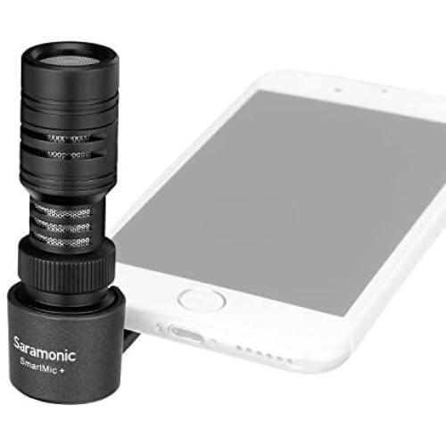 TRRS Plug and Play Directional Microphone, Saramonic Video Shotgun Mic with Monitor Compatible with iPhone8 7 6 Android Smartphones,for YouTube,Interview,Studio,Video Recording,Vlogging
