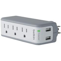 Belkin BST300 3-Outlet USB Surge Protector w/Rotating Plug– Ideal for Mobile Devices, Personal Electronics, Small Appliances and More (918 Joules)