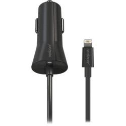 Verizon Car Charger with Fast Charging Technology and 9-Foot Coiled Cable for iPhone XS/MAX/XR/X/8/7/6/Plus, iPad Pro/Air 2/Mini (Apple MFI Certified)