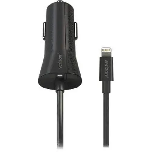 Verizon Car Charger with Fast Charging Technology and 9-Foot Coiled Cable for iPhone XS/MAX/XR/X/8/7/6/Plus, iPad Pro/Air 2/Mini (Apple MFI Certified) Verizon Car Charger with Fast Charging Technology and 9-Foot Coiled Cable for iPhone XS/MAX/XR/X/8/7/6/Plus, iPad Pro/Air 2/Mini (Apple MFI Certified)