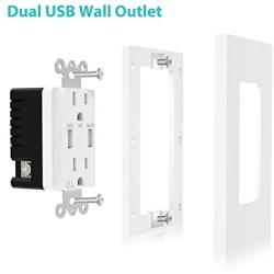 AllEasy 5.0A USB Outlet 10Pack, Duplex 15Amp Tamper Resistant Receptacles with 5.0A High Speed Dual USB Charging Port, Wall Plate Included Compatible with iPhone, Samsung Galaxy S9 & Other Smartphones