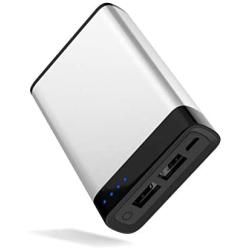 Portable Charger Power Bank Battery - by TalkWorks | 6000 mAh | Cell Phone Backup External Dual USB Power Pack for Apple iPhone 11, XR, XS, X, 8, 7, 6, iPad & Android for Samsung Galaxy - Silver