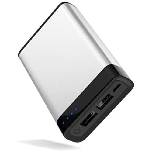 Portable Charger Power Bank Battery - by TalkWorks | 6000 mAh | Cell Phone Backup External Dual USB Power Pack for Apple iPhone 11, XR, XS, X, 8, 7, 6, iPad & Android for Samsung Galaxy - Silver