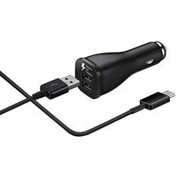 Samsung Fast USB C Dual-Port Car Charger with Type C Cable 5ft Compatible for Samsung Galaxy S10 Plus/S10/S10e/S9/S9 Plus/S8/S8 Plus/S8 Active/Note 10 Plus/Note 9/8/A20/A50/A70, LG V40/V30/G6/G5