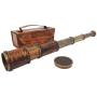 Brass Nautical - Antique Working Telescope/Spyglass Replica in Leather Box, with Glass Optics, Extendable to 14 inches, Made of Pure Brass, Decorative Kids Scope